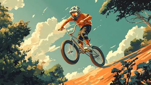 Wheeled Defiance: Airborne Momentum Across Molten Terrain.