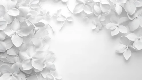 White Floral Composition with Soft Shadow Depth