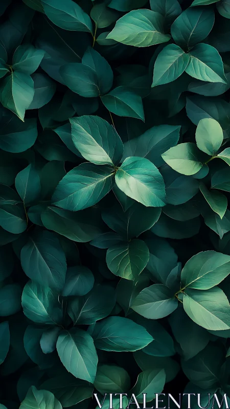 Lush emerald leaves layered in a calm forest embrace.