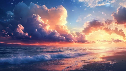 Cloud kingdoms drift while the neon tide hums below