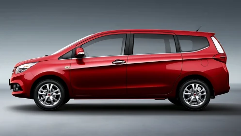 Side-profile studio render showcases red compact MPV design