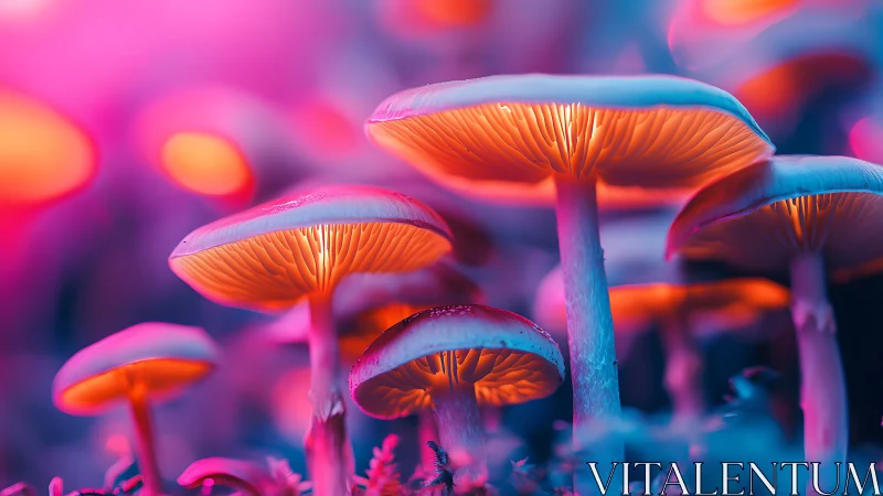 Bioluminescent macro cluster of neon fungal gills in bloom.