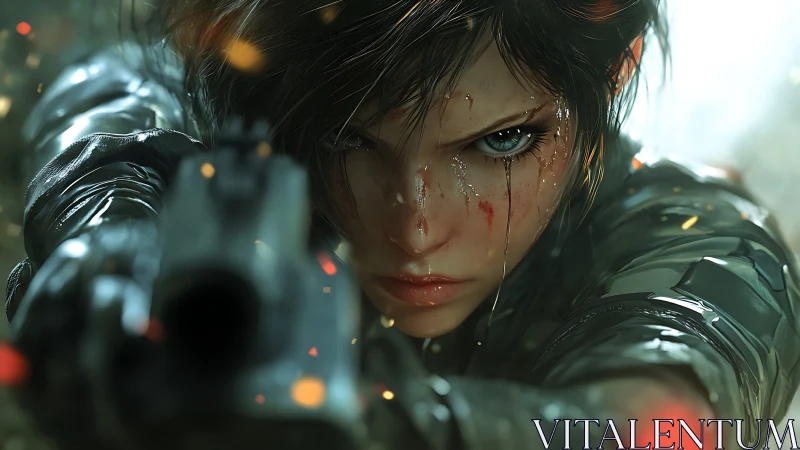 Battle-hardened sniper locks target with steely resolve.