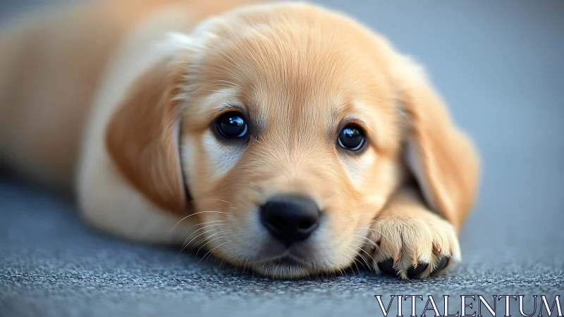 Puppy daydreams spill softly across a carpet of quiet gray