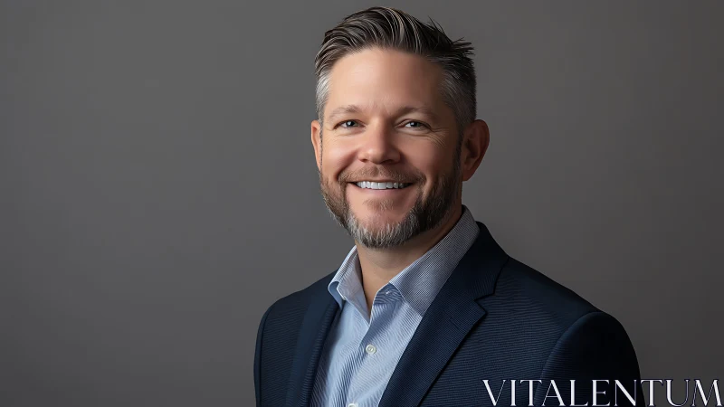 Photorealistic corporate headshot with neutral studio backdrop.
