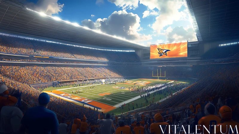 Roaring sunset stadium ignites a sea of orange fans. Period.