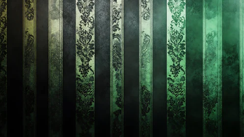 Vintage green striped wallpaper glows with quiet character