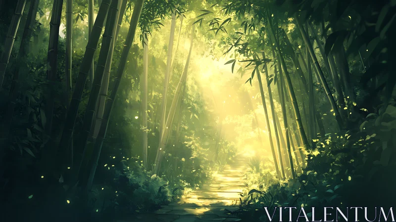 Bamboo Forest Path with Directional Light.