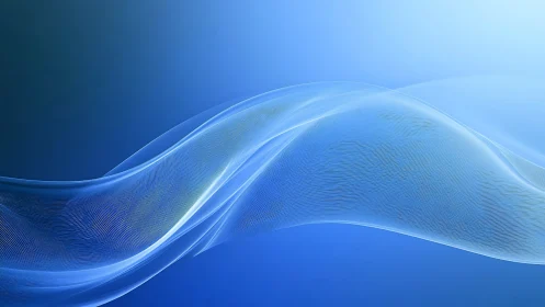 Ethereal blue wave forms drift across luminous gradient.