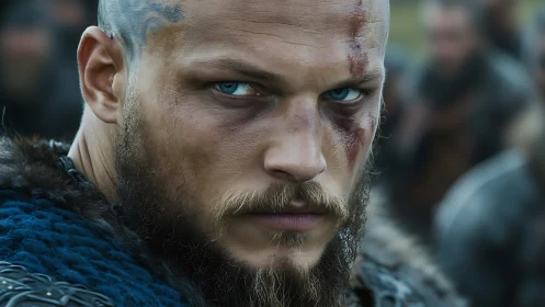 Photorealistic warrior close-up with cinematic Nordic styling.