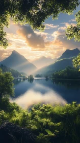 Digital rendering shows lake, mountains and filtered sunlight