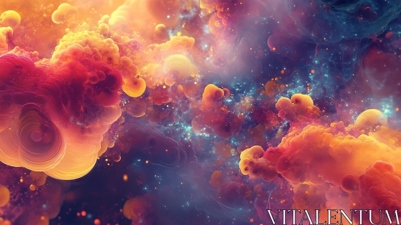 Nebular gas cloud fractal field with luminous volumetric plumes