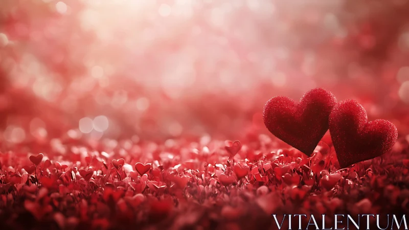 Red Heart Bokeh Field: Macro Depth-of-Field Composition.