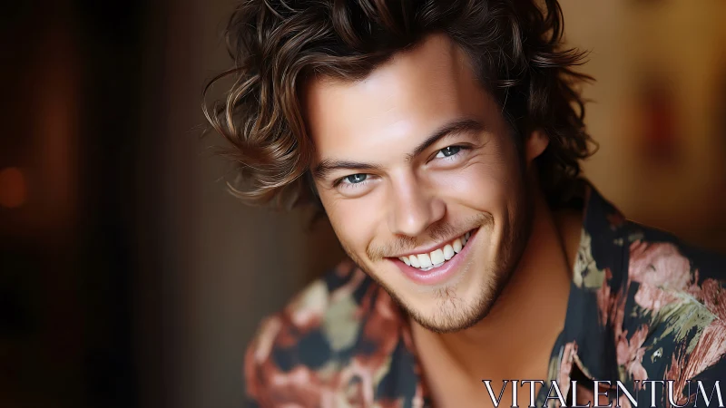 Close-up portrait of smiling man in soft bokeh lighting