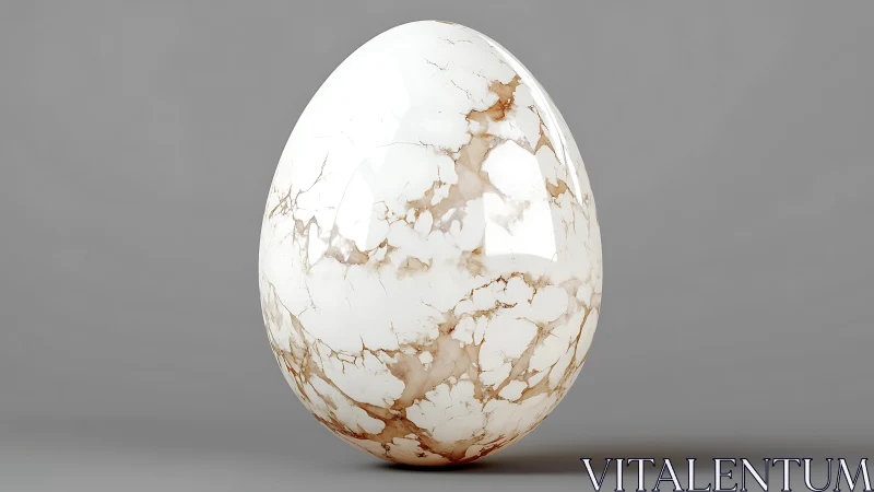 Polished marble-textured egg stands against neutral backdrop