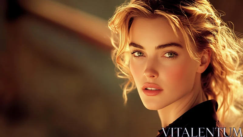 Digital portrait renders a woman’s face in warm side light