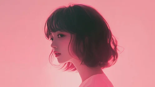 Soft pink side portrait celebrates quiet, thoughtful beauty