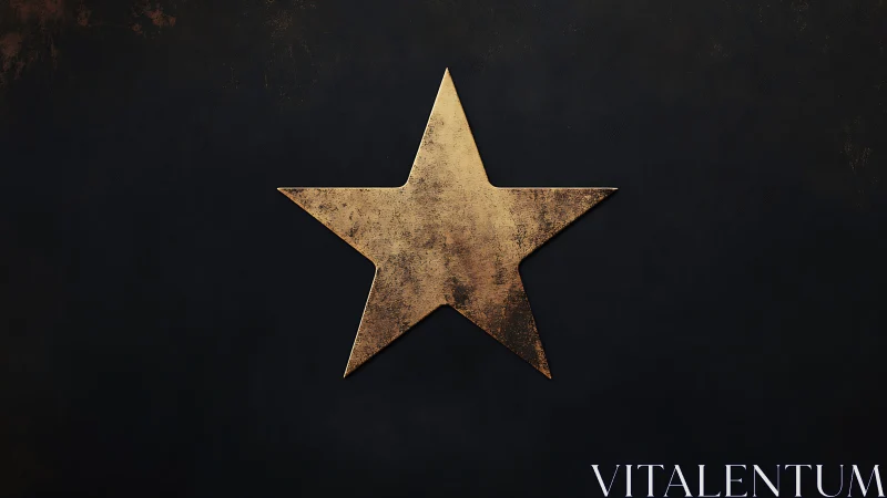 Weathered golden star glowing on deep charcoal night.