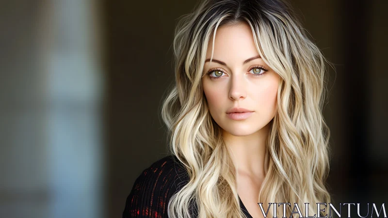 Blonde portrait subject with soft bokeh background lighting.