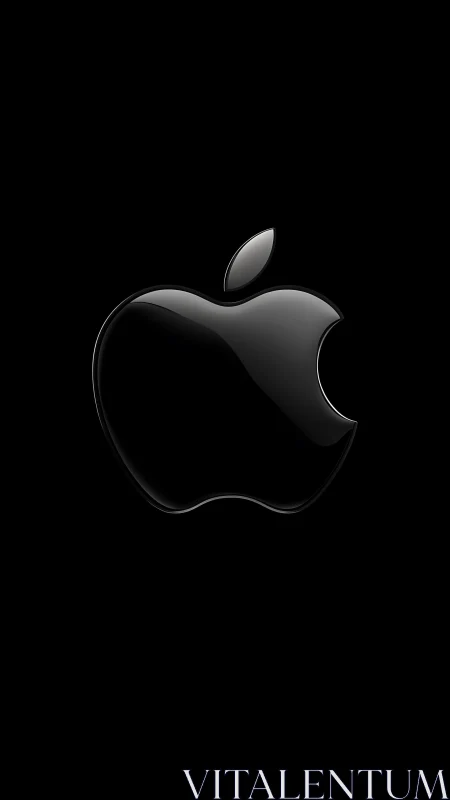 Apple Logo: Grayscale 3D Rendered Icon with Specular Lighting