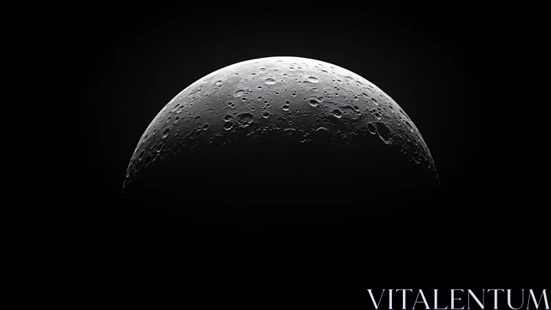 Gentle lunar horizon rising quietly from deep black space.