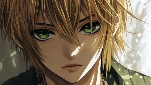 Green-eyed daydreamer in dappled morning light.