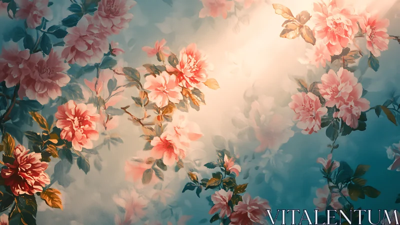 Peonies Pierce Through Misty Dreams, Blooming Beyond Reality