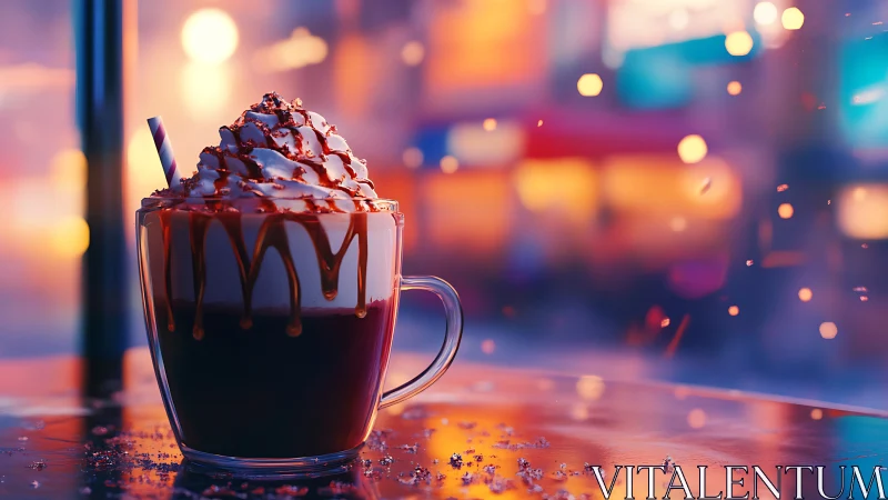 Luxe Chocolate Mousse Beverage with Whipped Cream Topping