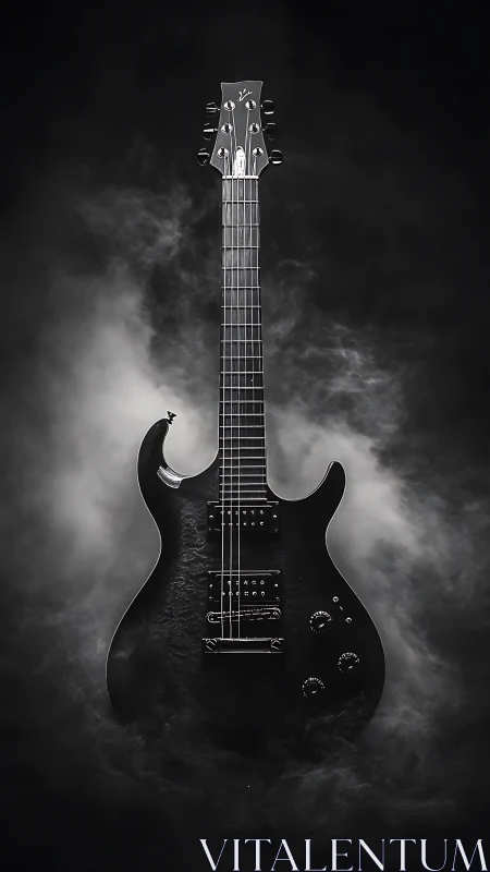 Midnight electric guitar rising through swirling stage fog.