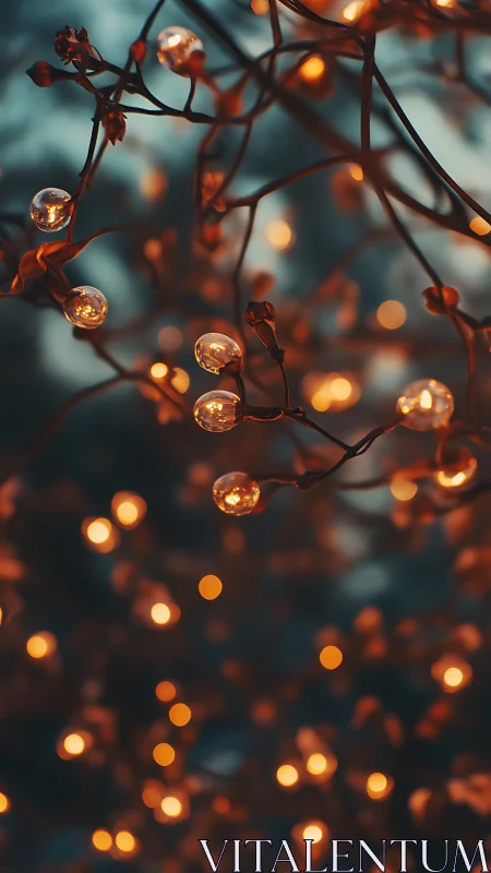 Glow-tangled branches whisper softly through winter dusk