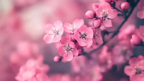 Clustered Pink Blossoms with Selective Focus Depth of Field.