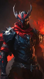Dark flame knight stands proud in gleaming infernal armor.
