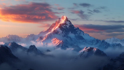 Golden sunrise spills gently across a tranquil mountain peak