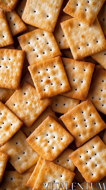 Square Saltine Crackers With Perforated Holes.