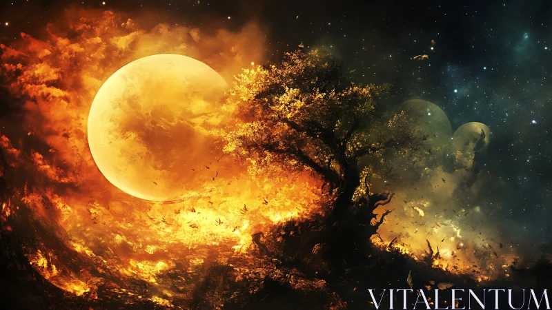 Inferno's Weeping Tree: Cosmic Sorrow Burns Bright.