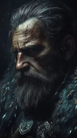 Battle-scarred warrior portrait studies weathered resolve