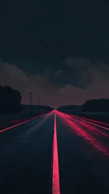 Neon highway stitches midnight fields into a glowing horizon