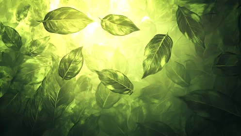 Sunlit leaves drift upward like emerald wishes in water