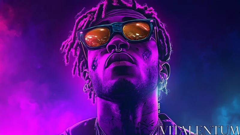 Neon lit portrait captures bold urban swagger and night energy