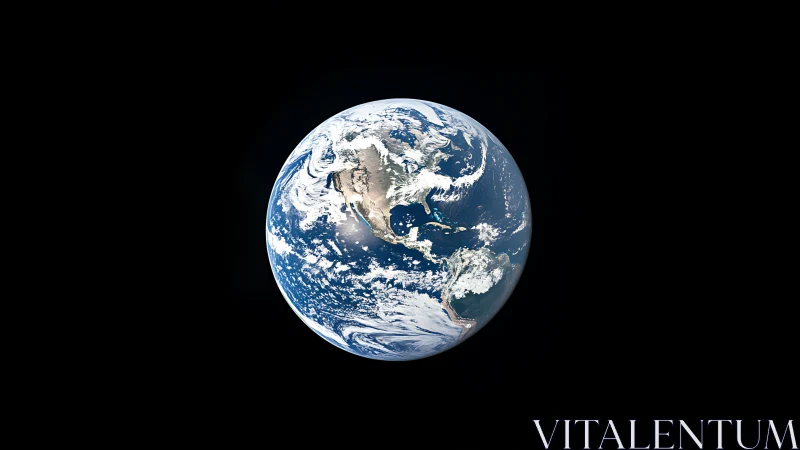 Earth floats in deep black space with vivid cloud swirls