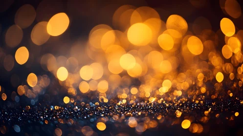 Warm golden bokeh lights abstract background with soft focus.