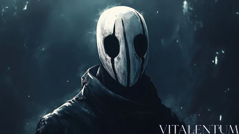 Mysterious masked wanderer in a moody midnight haze.