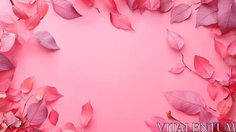 Soft pink leaves framing a gentle, open background space.