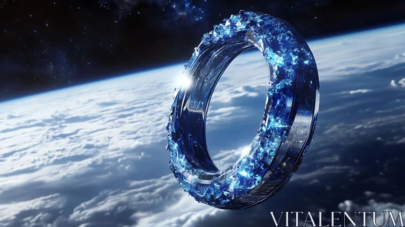 Crystal halo in low orbit hums above a dreaming Earth.