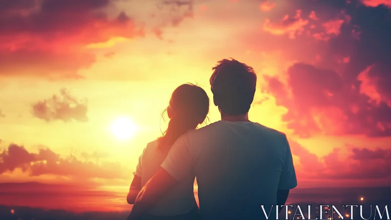 Romance Blooms Where Golden Sunsets Meet Silhouetted Hearts