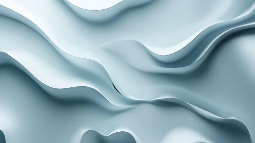 Soft Blue Abstract Waves in Minimal 3D Digital Art Style.