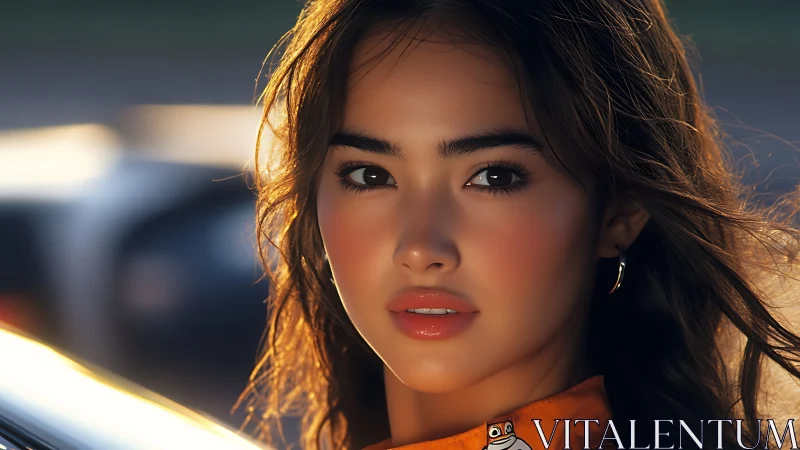 Golden hour portrait of a thoughtful young woman.