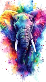 Vibrant elephant portrait explodes with bold watercolor energy