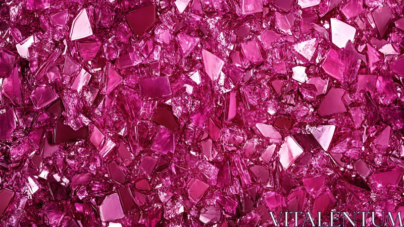Sharp pink glass shards in dense abstract closeup view.