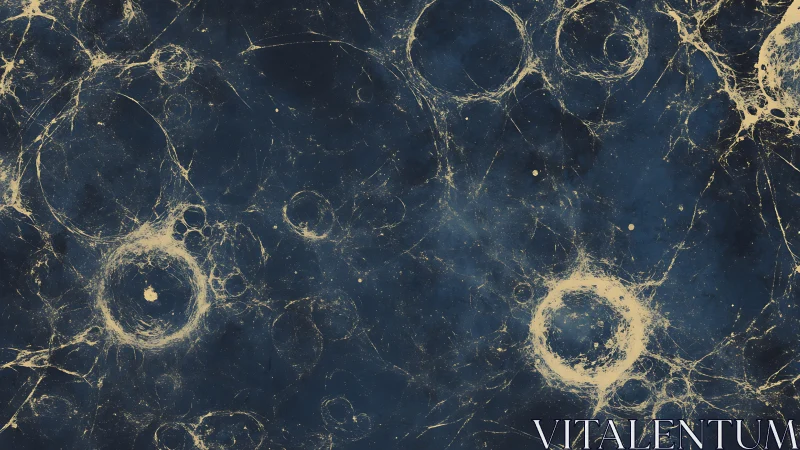 Abstract cosmic nebula web with circular filamentary voids